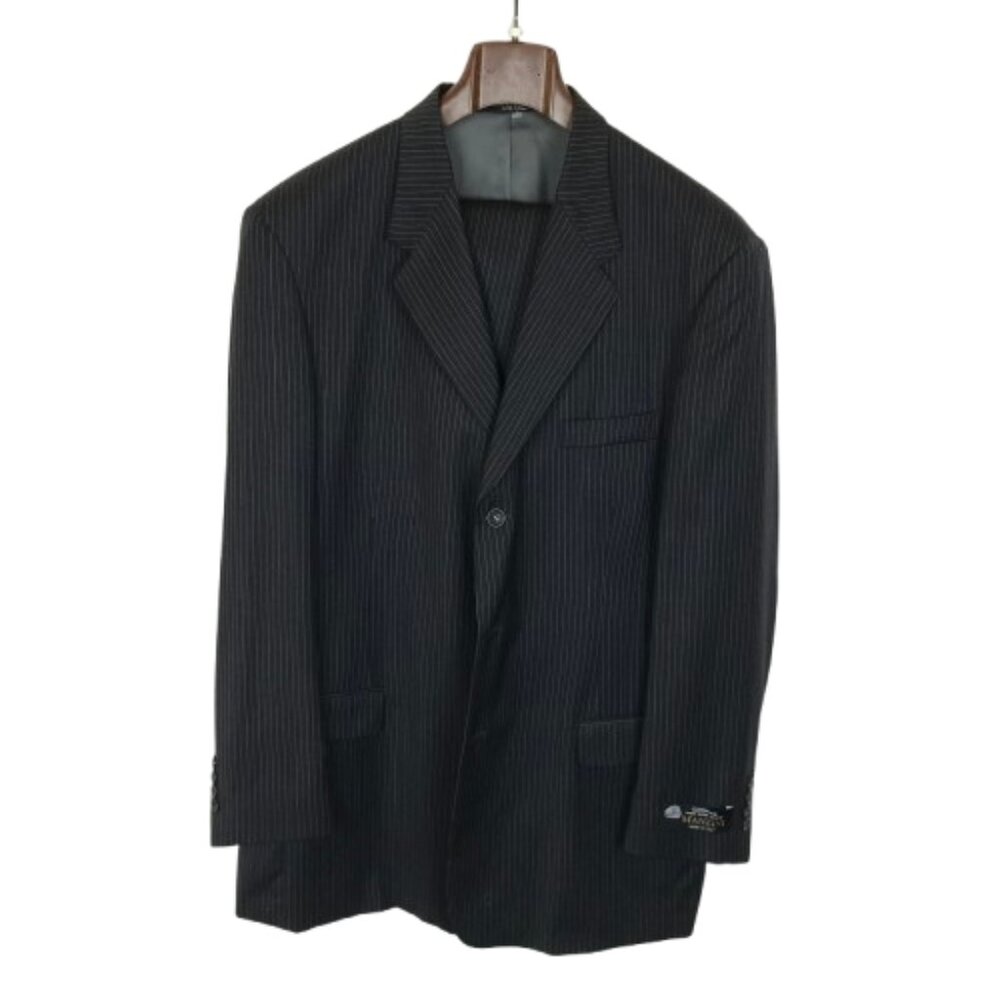 NWT Manzini Uomo Mens Size 48 LONG 48L Pinstripe 100% Italian Wool Suit Set NEW